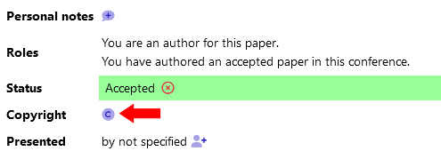 Copyright button location